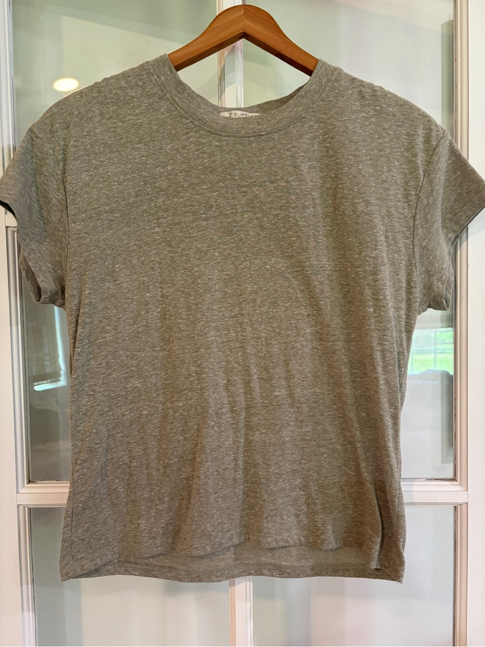 Z Supply Heathered Olive Green/Gray Classic Waist Hem T-Shirt Top size M